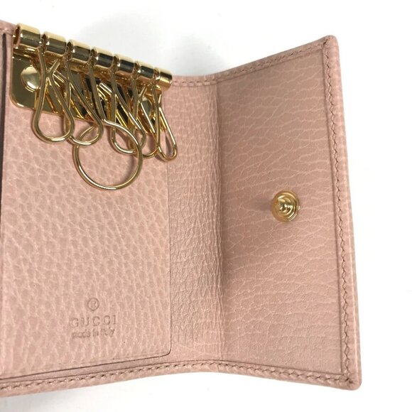 GUCCI 456118 GG Marmot Double G 6-Ring Key Case Leather pink - Picture 6 of 14